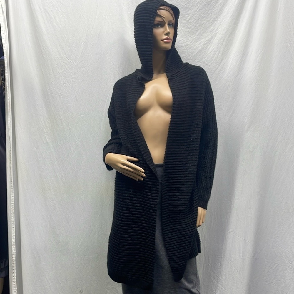 Forever 21 Women's Black Knit Hoodie Cardigan
